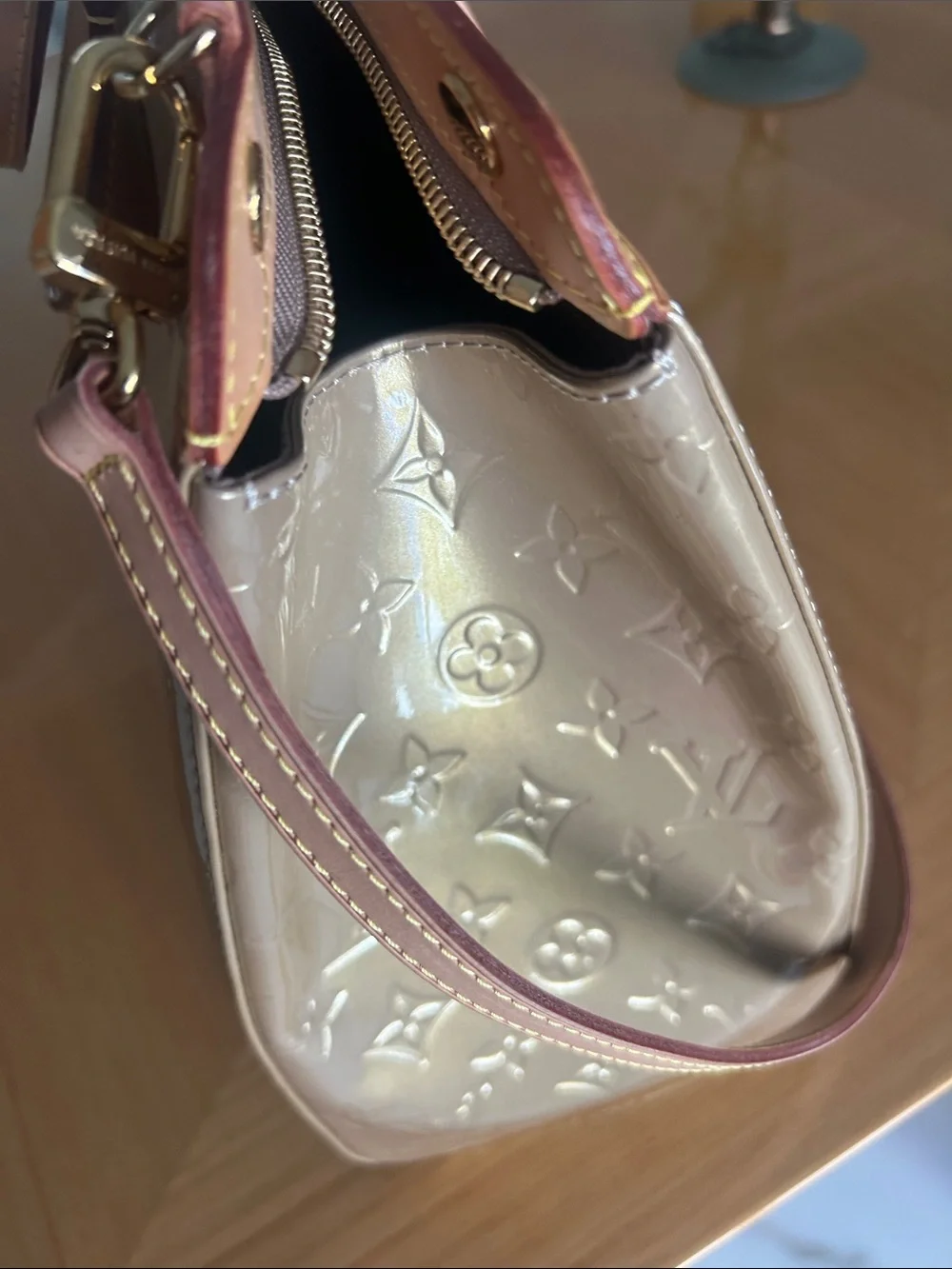 Louis Vuitton Champagne Embossed Monogram Tote with Tan Trim